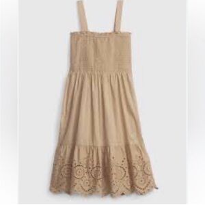 GAP Tan Smocked Eyelet Kids Casual Dress